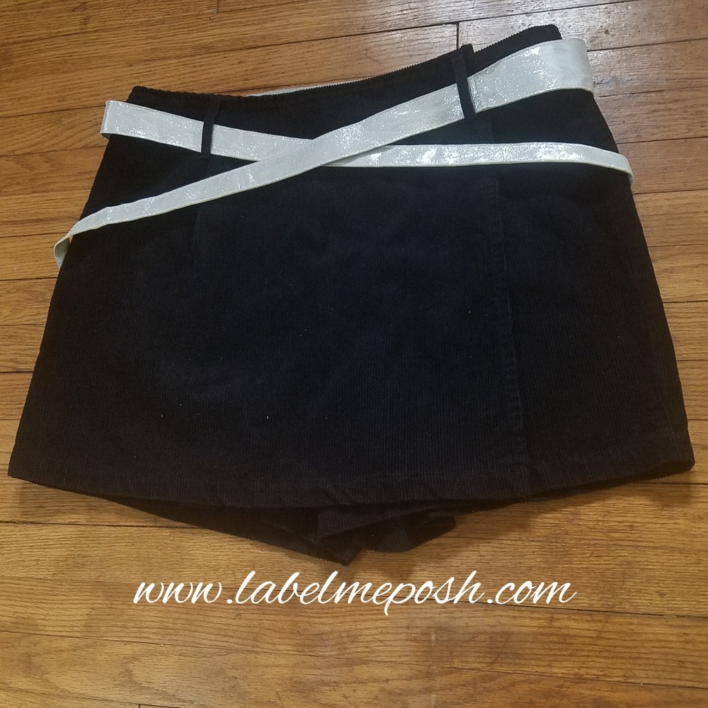 Size 22 Jet Black Thick Corduroy Skorts
